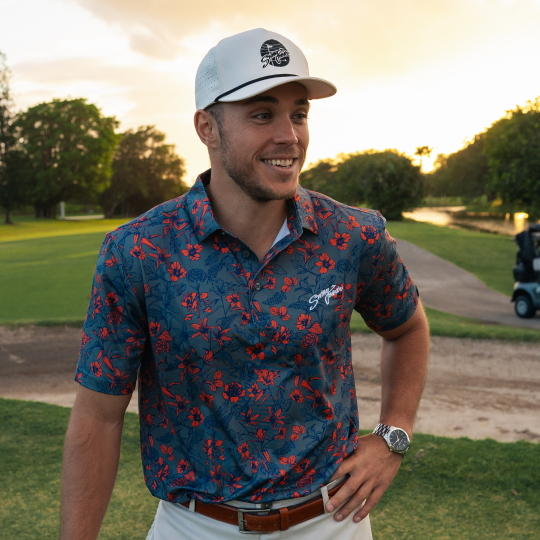 Blooming Floral Golf Polo Swingwear Golf Apparel