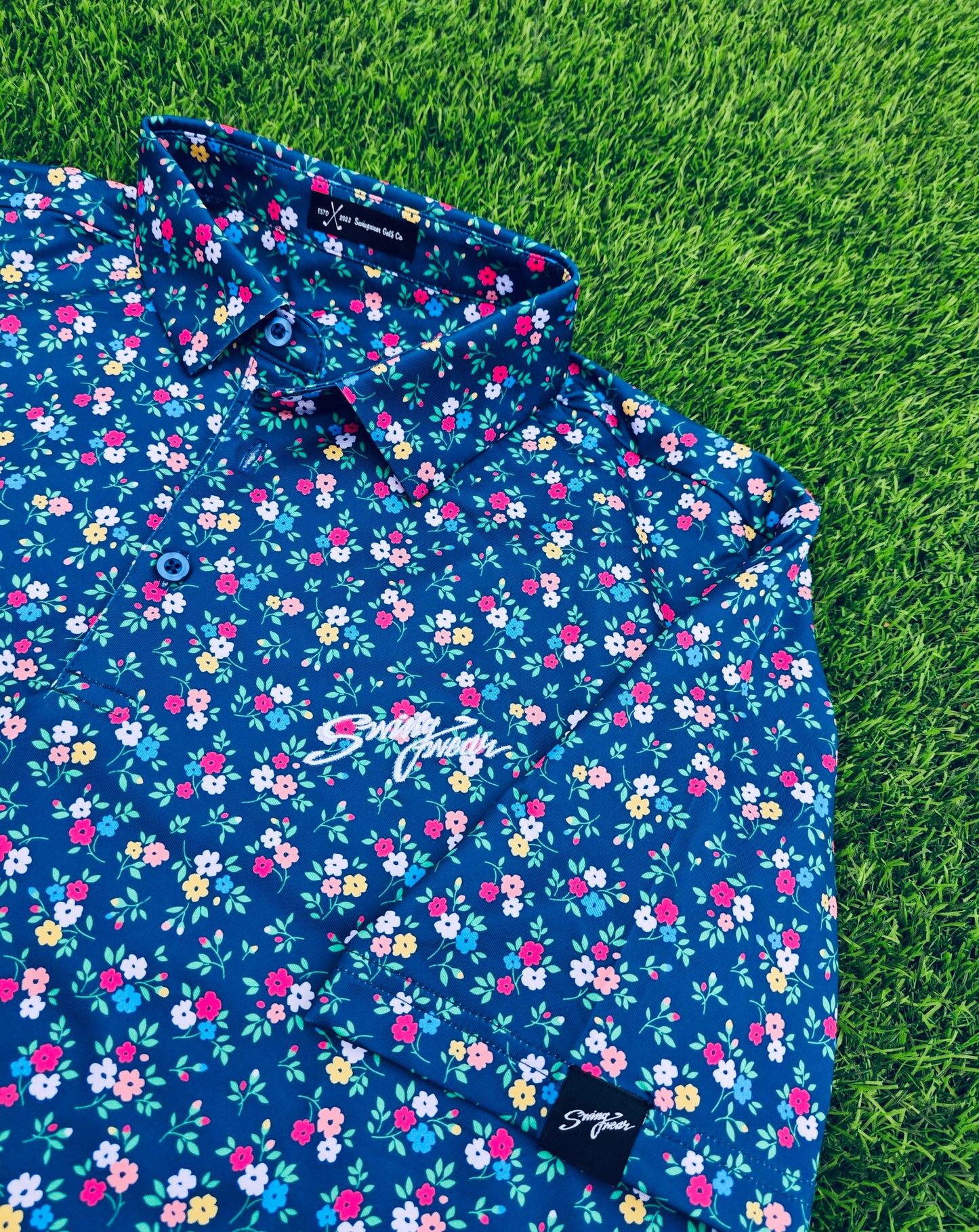 spring floral golf polo