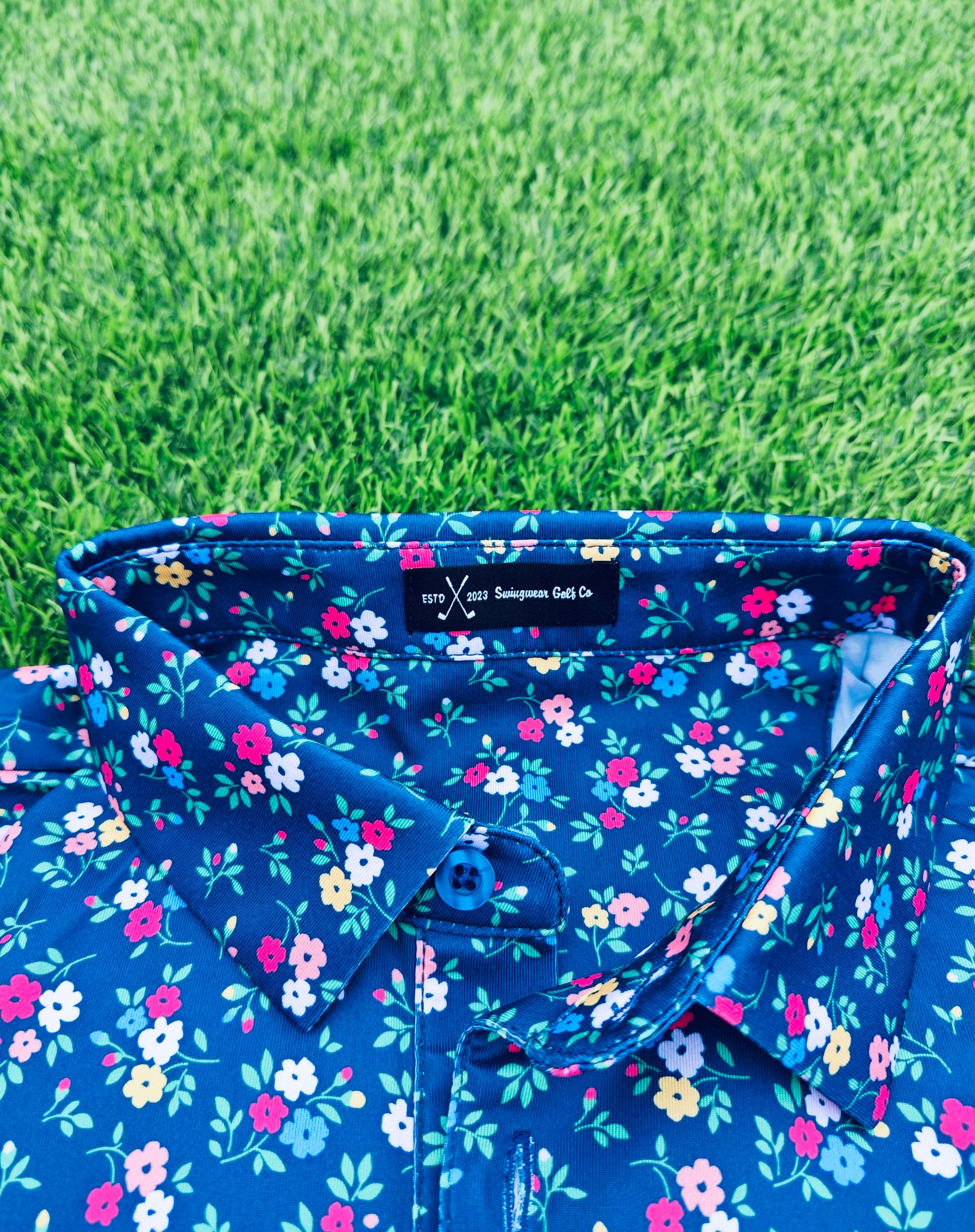 spring floral golf polo collar