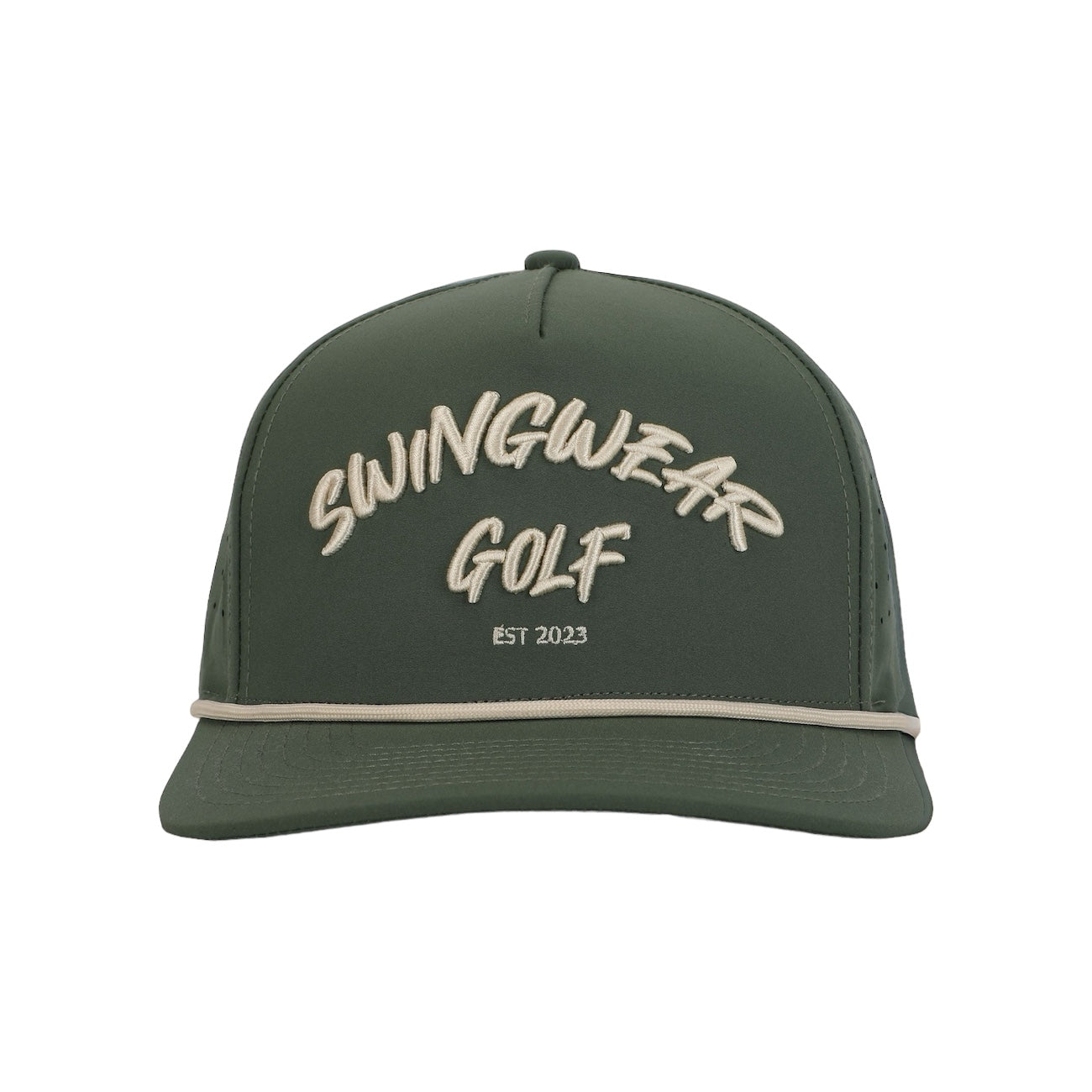 green swingwear golf hat on white background