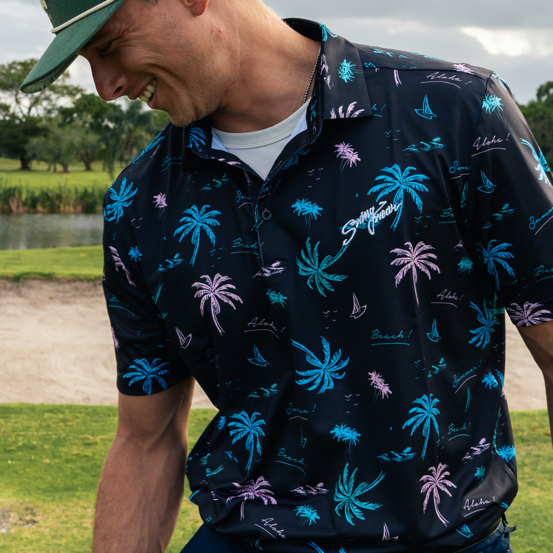 close up of palm tree golf polo